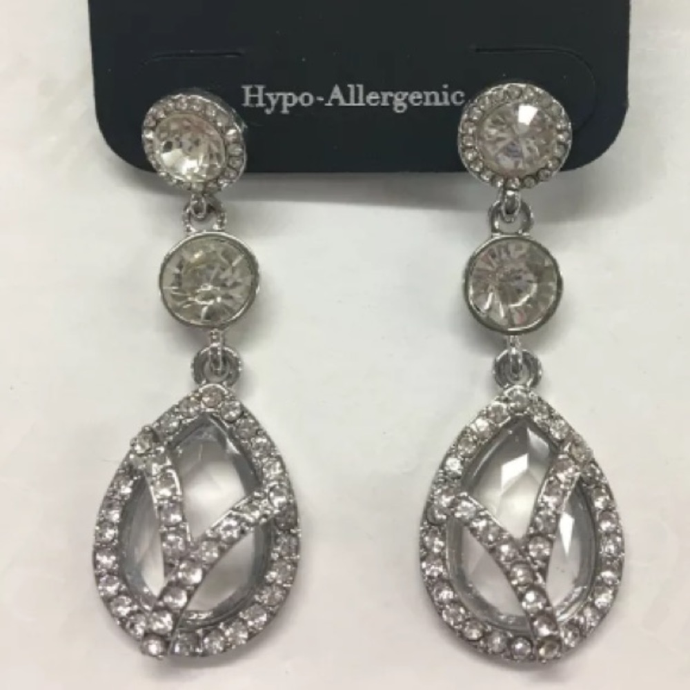 RSVP Bridal Tear Drop Earrings Silver